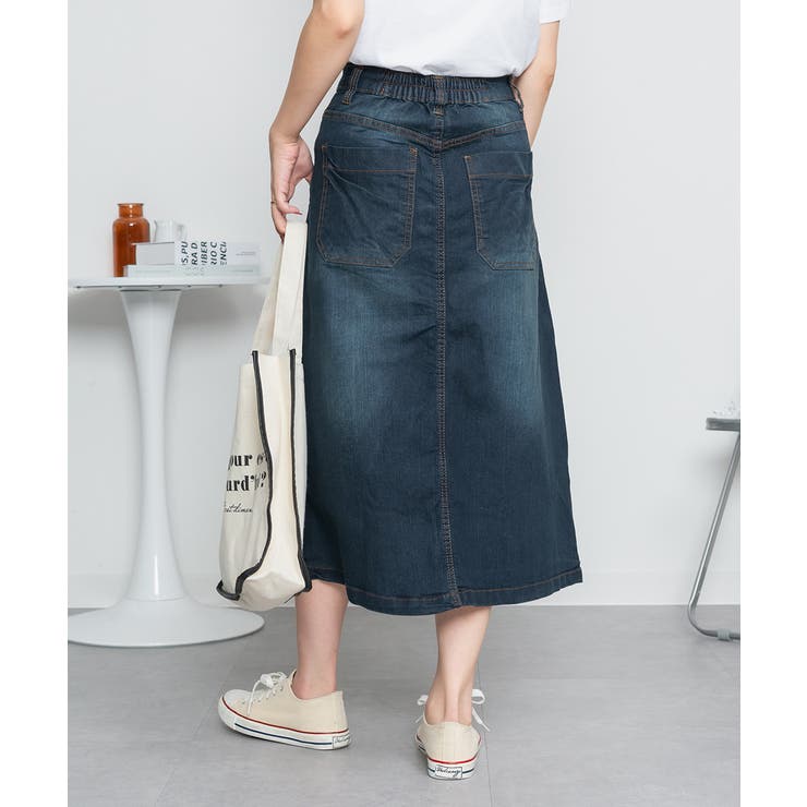 9.5OZストレッチデニムベイカースカート | atONE | 詳細画像14 