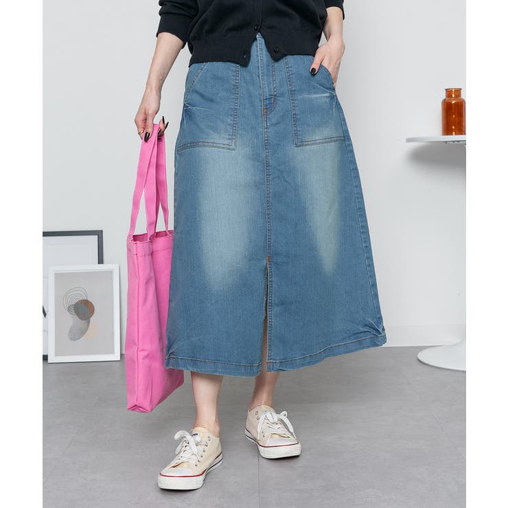 9.5OZストレッチデニムベイカースカート | atONE | 詳細画像5 