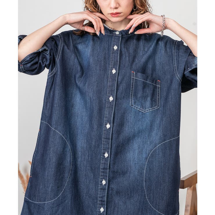 ヴィンテージ加工デニムワンピース | atONE | 詳細画像4 