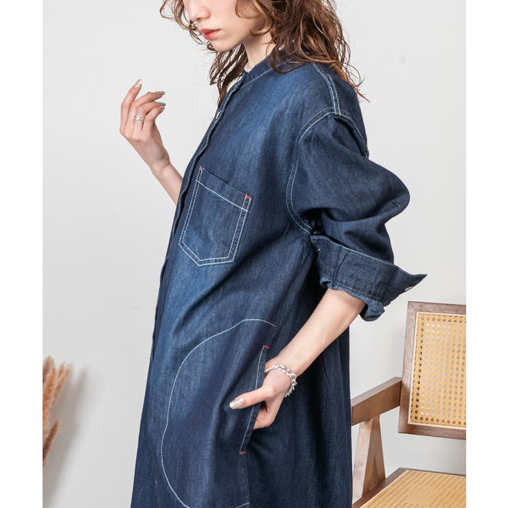 ヴィンテージ加工デニムワンピース | atONE | 詳細画像5 