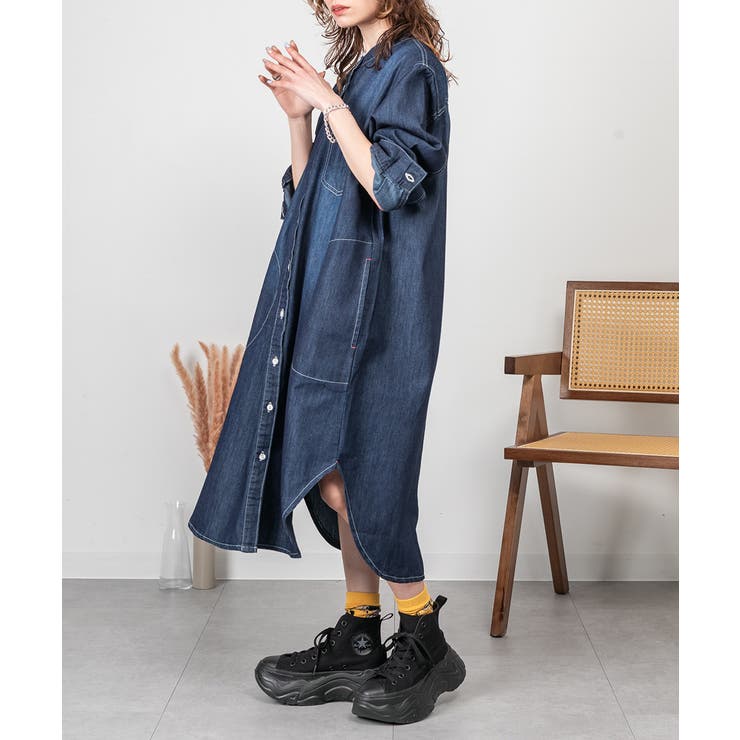 ヴィンテージ加工デニムワンピース | atONE | 詳細画像8 