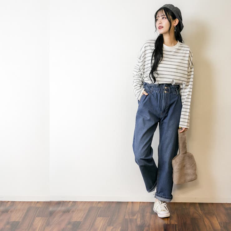 デニムハイウエストワイドストレートパンツ[品番：ATOW0000685