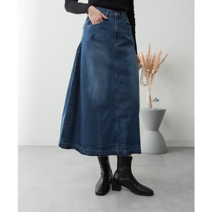 ブルー | サイドタックデニムスカート | atONE