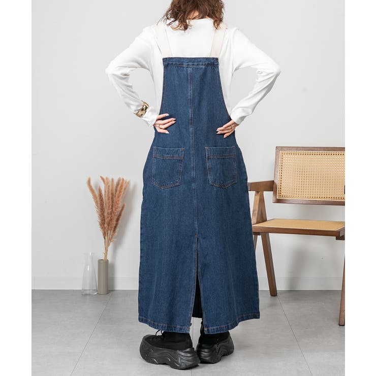 配色ショルダーデニムサロペットスカート | atONE | 詳細画像10 