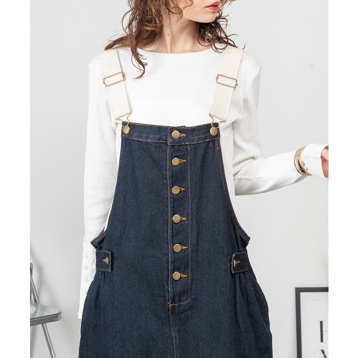 配色ショルダーデニムサロペットスカート | atONE | 詳細画像11 