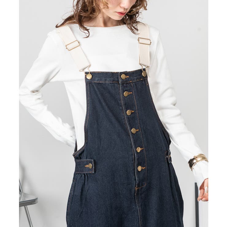 配色ショルダーデニムサロペットスカート | atONE | 詳細画像12 