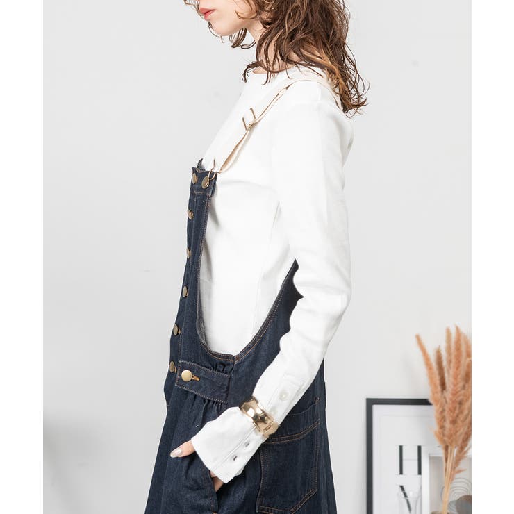 配色ショルダーデニムサロペットスカート | atONE | 詳細画像13 