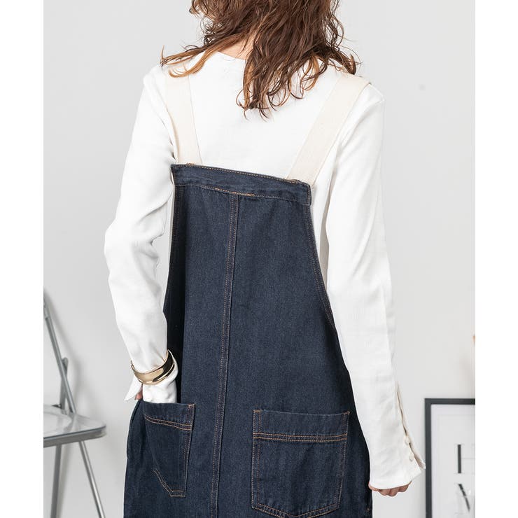 配色ショルダーデニムサロペットスカート | atONE | 詳細画像14 