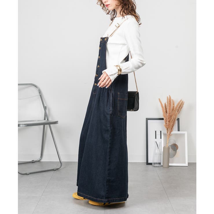 配色ショルダーデニムサロペットスカート | atONE | 詳細画像16 