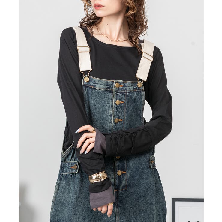 配色ショルダーデニムサロペットスカート | atONE | 詳細画像19 