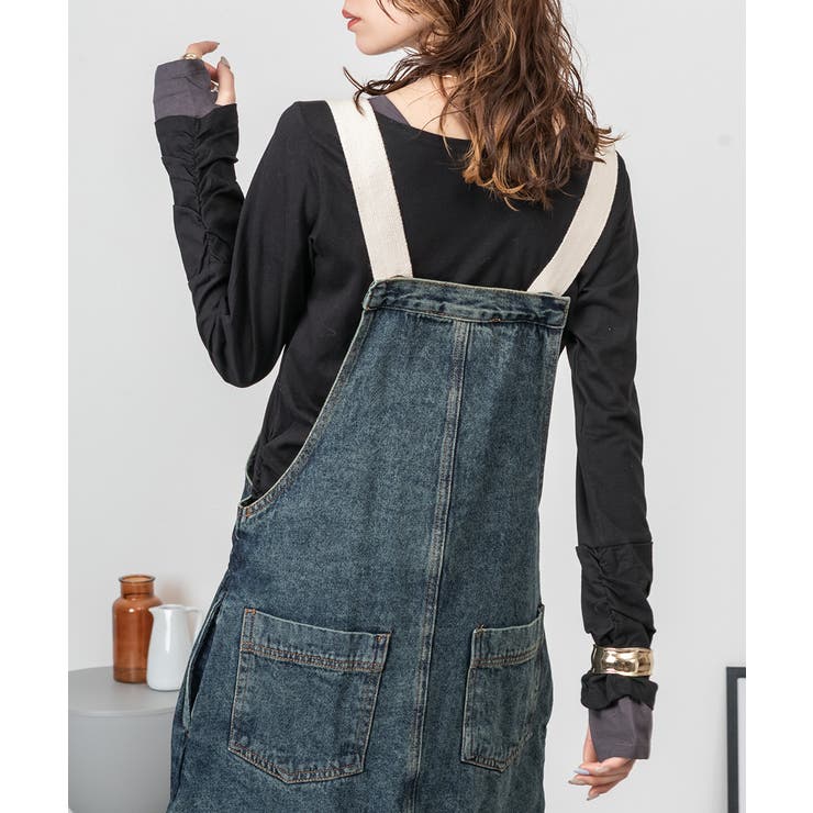 配色ショルダーデニムサロペットスカート | atONE | 詳細画像21 