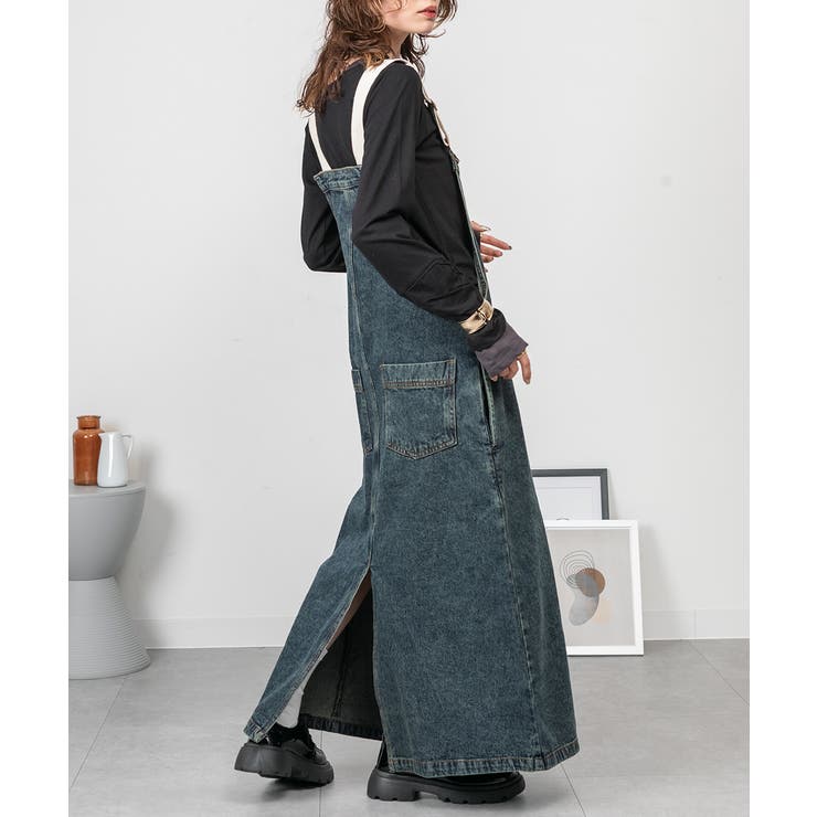 配色ショルダーデニムサロペットスカート | atONE | 詳細画像25 