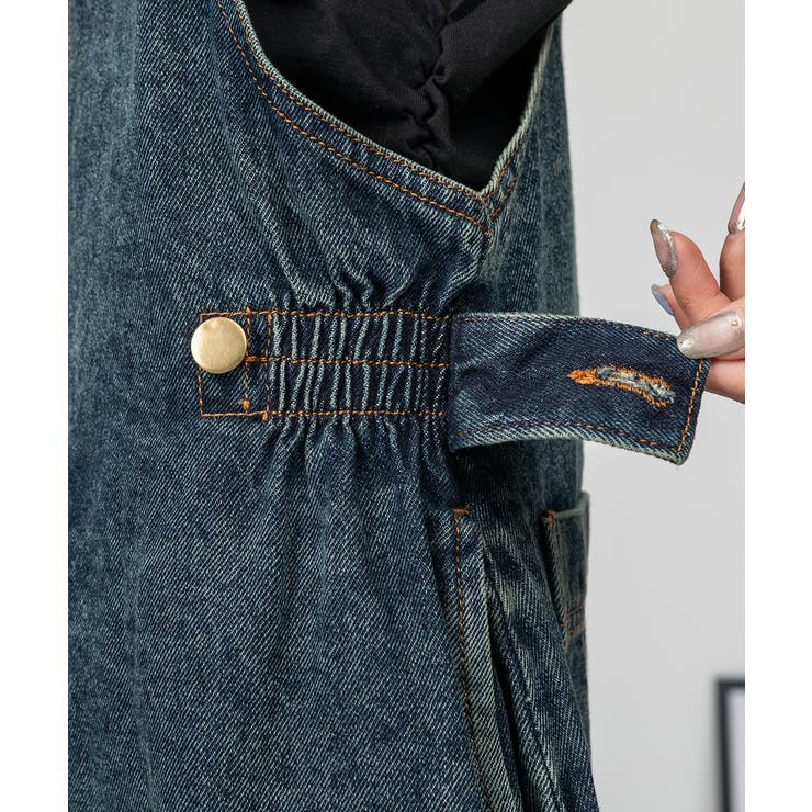 配色ショルダーデニムサロペットスカート | atONE | 詳細画像33 