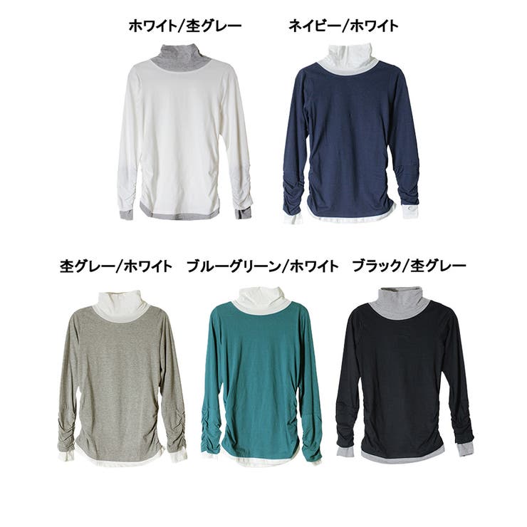 くしゅタートルネック指穴ロングTシャツ ロンt 丸首 | atONE | 詳細画像11 