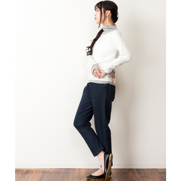 くしゅタートルネック指穴ロングTシャツ ロンt 丸首 | atONE | 詳細画像16 