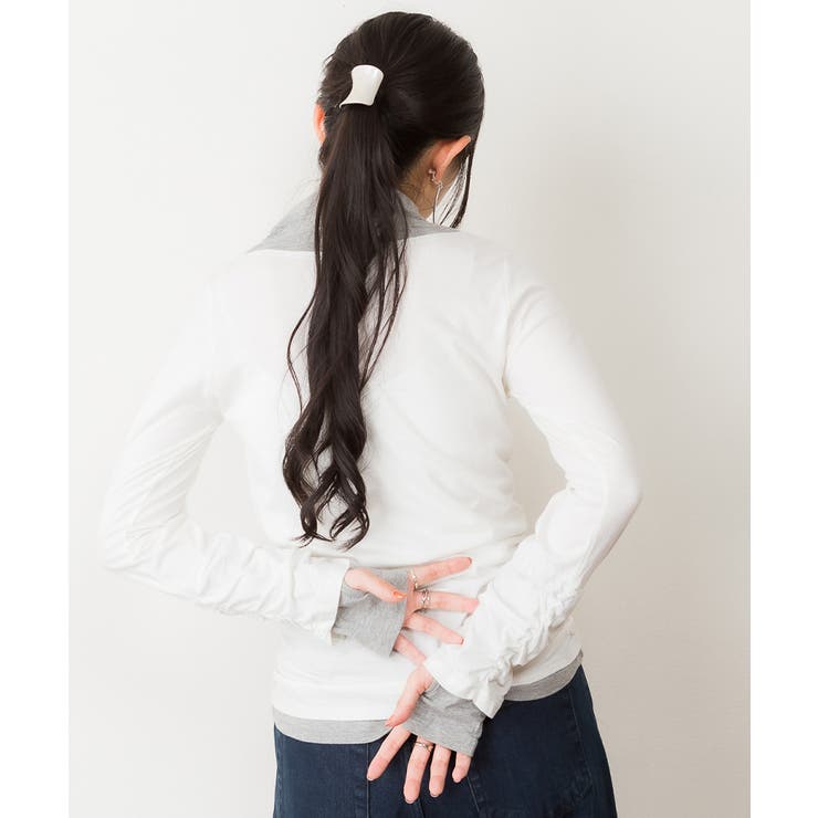 くしゅタートルネック指穴ロングTシャツ ロンt 丸首 | atONE | 詳細画像20 