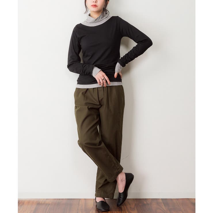 くしゅタートルネック指穴ロングTシャツ ロンt 丸首 | atONE | 詳細画像21 