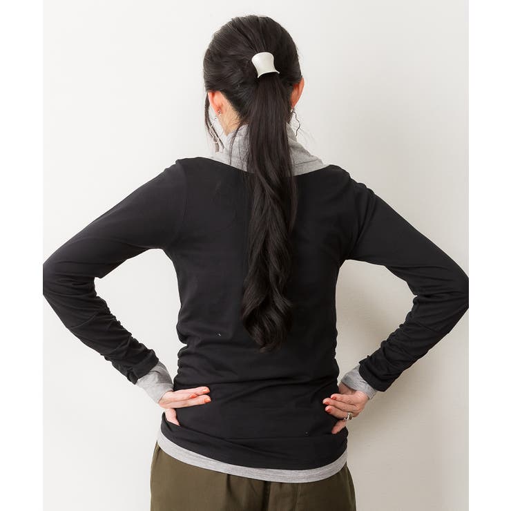 くしゅタートルネック指穴ロングTシャツ ロンt 丸首 | atONE | 詳細画像26 