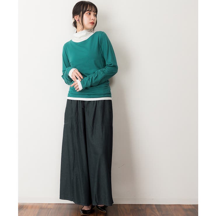 くしゅタートルネック指穴ロングTシャツ ロンt 丸首 | atONE | 詳細画像27 