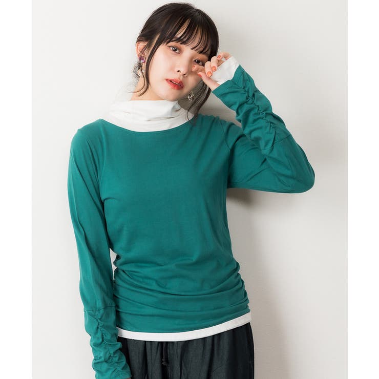 くしゅタートルネック指穴ロングTシャツ ロンt 丸首 | atONE | 詳細画像30 