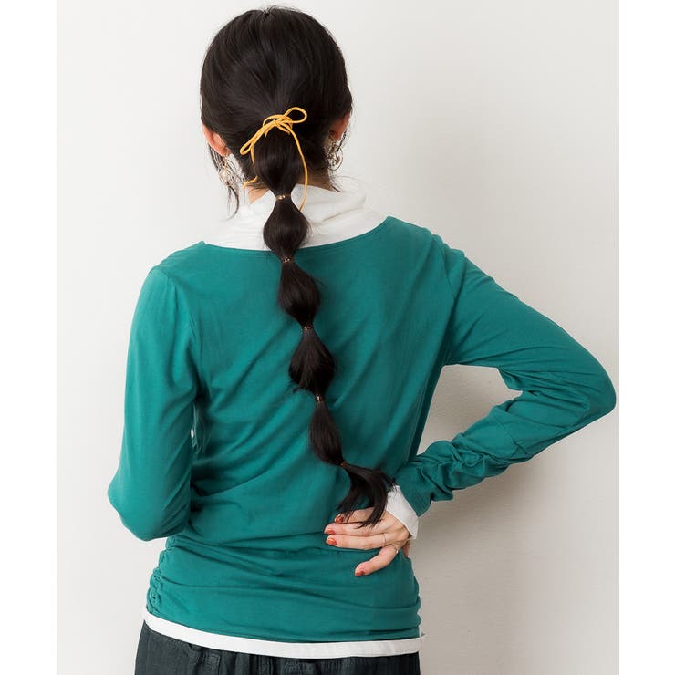 くしゅタートルネック指穴ロングTシャツ ロンt 丸首 | atONE | 詳細画像32 