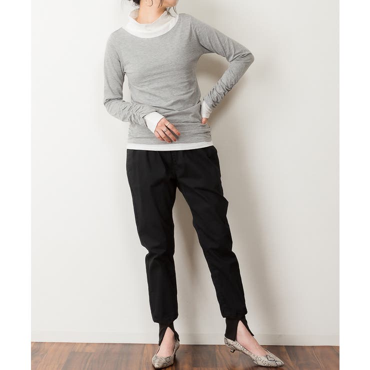 くしゅタートルネック指穴ロングTシャツ ロンt 丸首 | atONE | 詳細画像33 