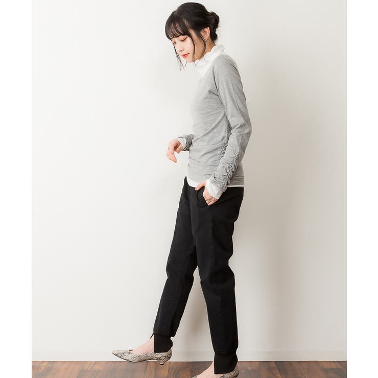 くしゅタートルネック指穴ロングTシャツ ロンt 丸首 | atONE | 詳細画像34 