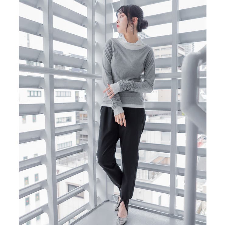 くしゅタートルネック指穴ロングTシャツ ロンt 丸首 | atONE | 詳細画像35 