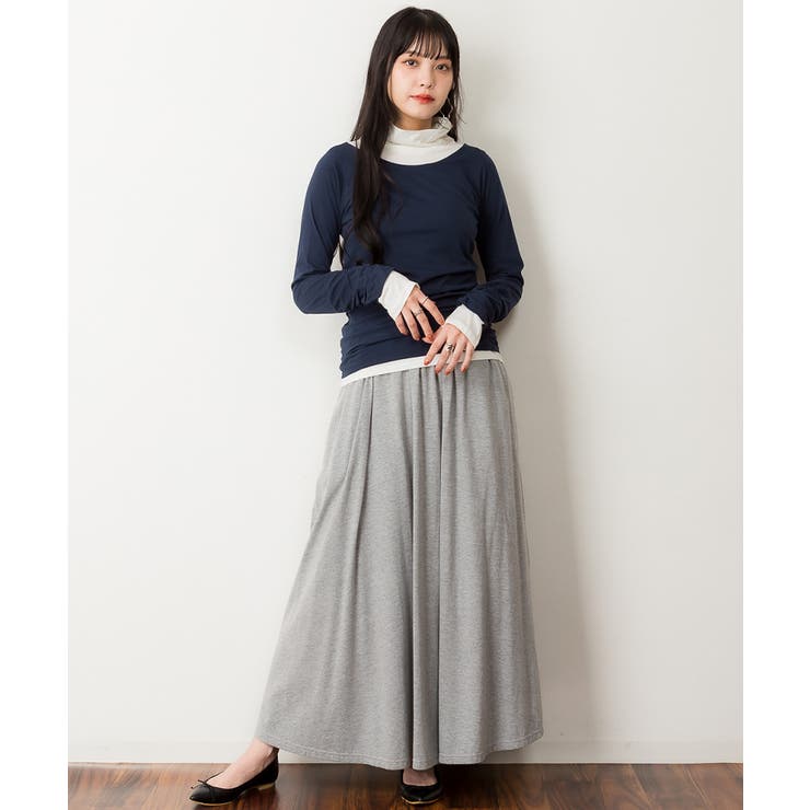 くしゅタートルネック指穴ロングTシャツ ロンt 丸首 | atONE | 詳細画像39 