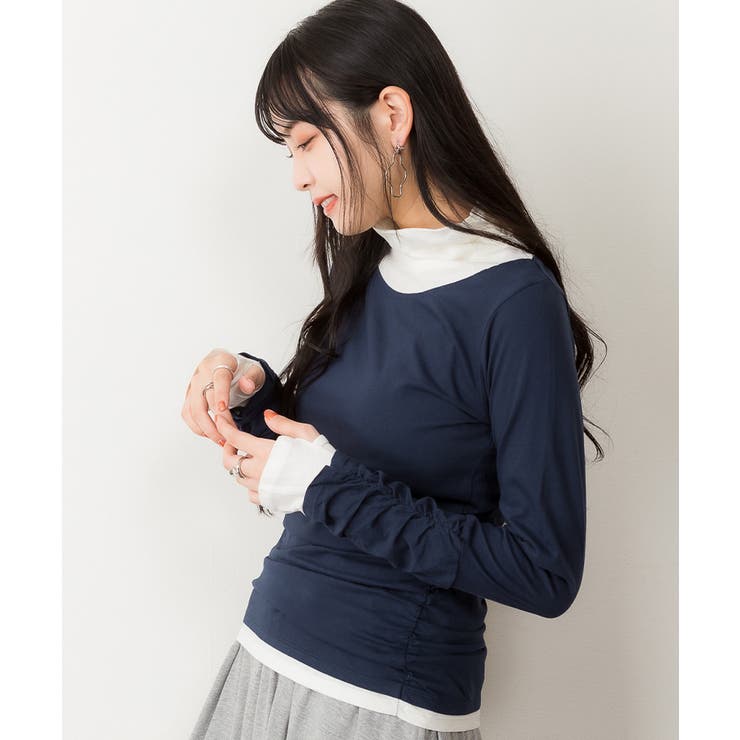 くしゅタートルネック指穴ロングTシャツ ロンt 丸首 | atONE | 詳細画像43 