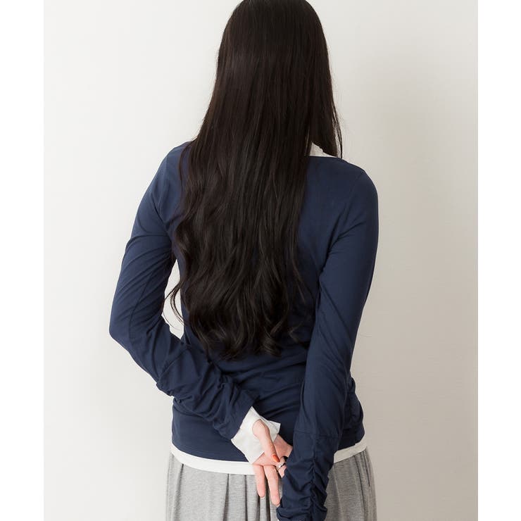 くしゅタートルネック指穴ロングTシャツ ロンt 丸首 | atONE | 詳細画像44 