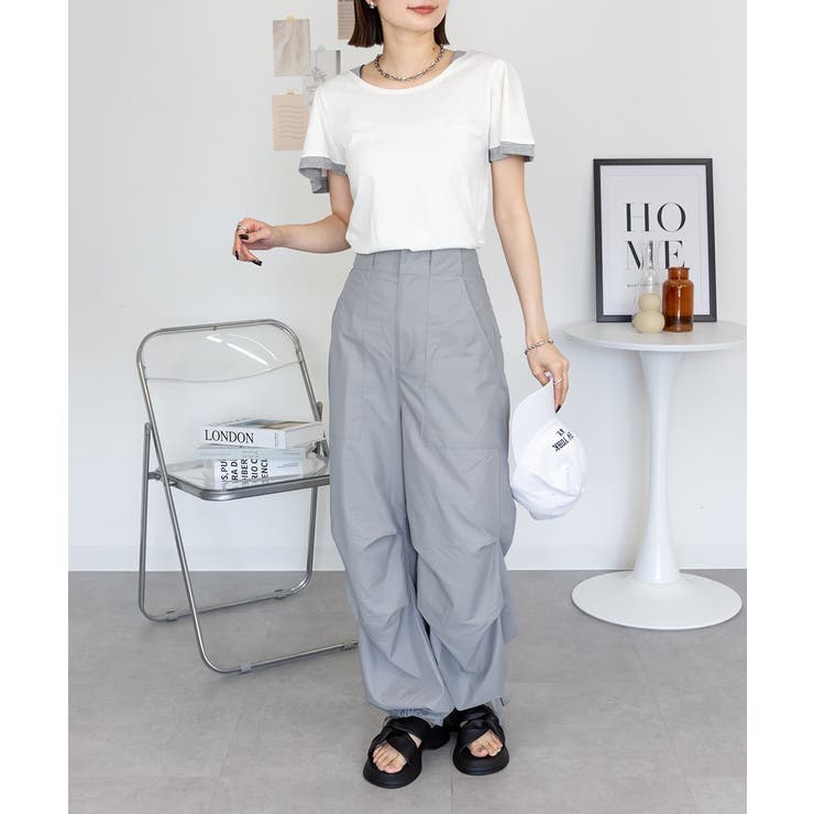 フレアー袖シャーリングカットソー バイカラー レイヤード | atONE | 詳細画像39 