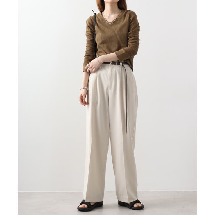 ワッフルVネック長袖Tシャツ ロングスリーブカットソー ロンt | atONE | 詳細画像74 