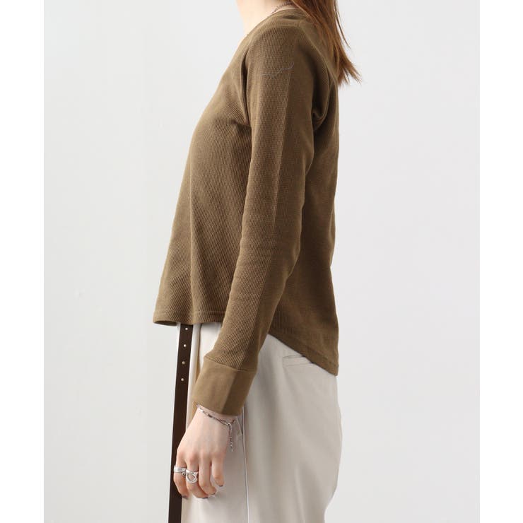 ワッフルVネック長袖Tシャツ ロングスリーブカットソー ロンt | atONE | 詳細画像76 