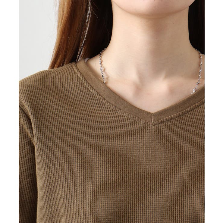 ワッフルVネック長袖Tシャツ ロングスリーブカットソー ロンt | atONE | 詳細画像80 