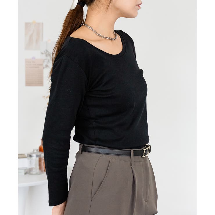 Uネック8分袖コットンフライスTシャツ 半端袖 カットソー | atONE | 詳細画像58 