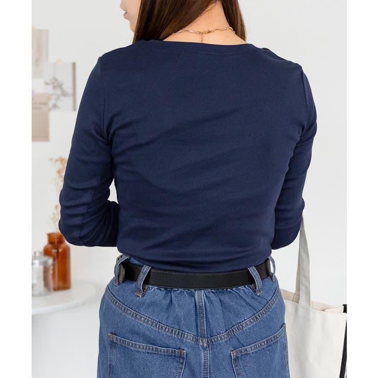 Uネック8分袖コットンフライスTシャツ 半端袖 カットソー | atONE | 詳細画像66 