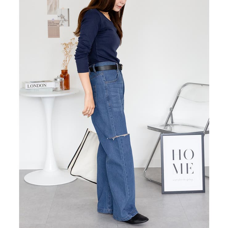 Uネック8分袖コットンフライスTシャツ 半端袖 カットソー | atONE | 詳細画像68 