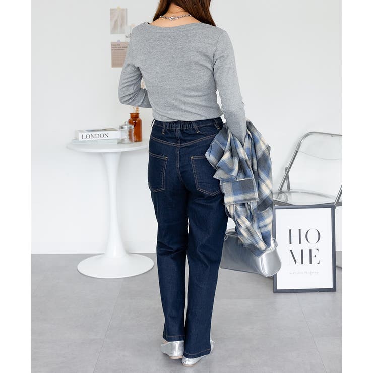 Uネック8分袖コットンフライスTシャツ 半端袖 カットソー | atONE | 詳細画像76 