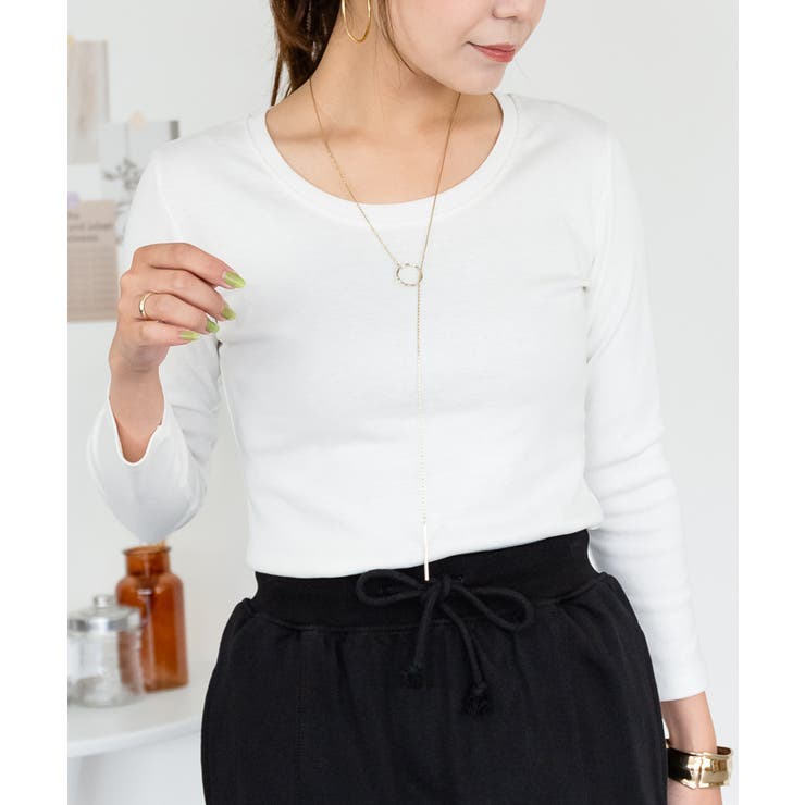 Uネック8分袖コットンフライスTシャツ 半端袖 カットソー | atONE | 詳細画像78 