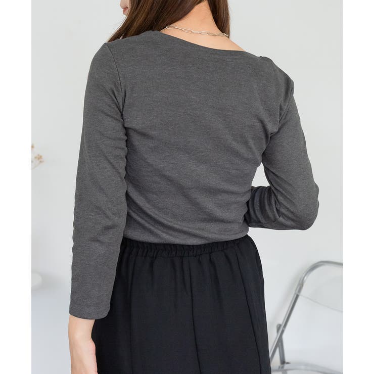 Uネック8分袖コットンフライスTシャツ 半端袖 カットソー | atONE | 詳細画像87 