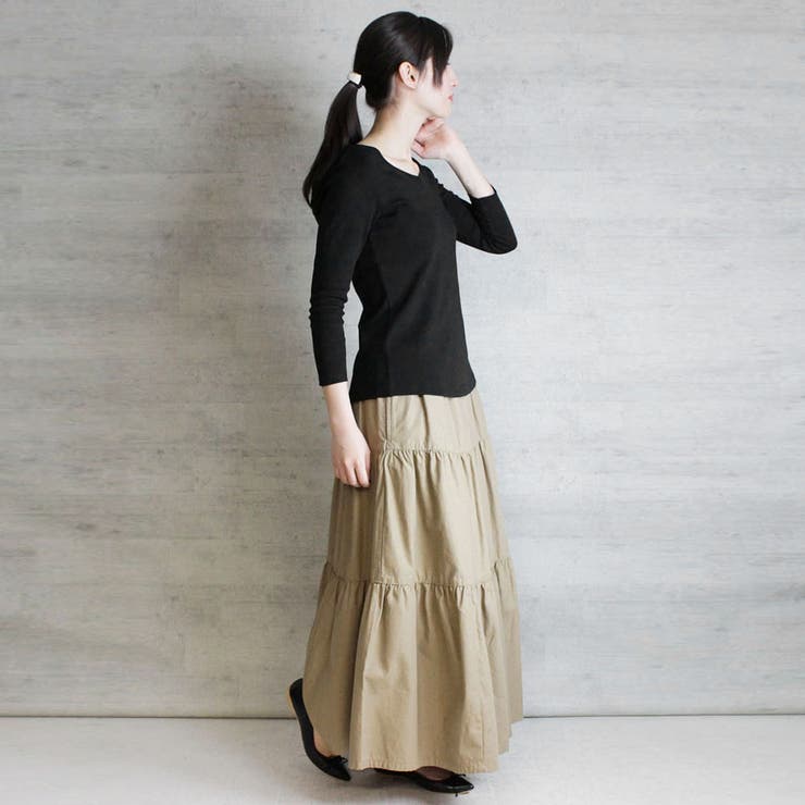 Vネック8分袖コットンフライスTシャツ 半端袖 カットソー | atONE | 詳細画像31 