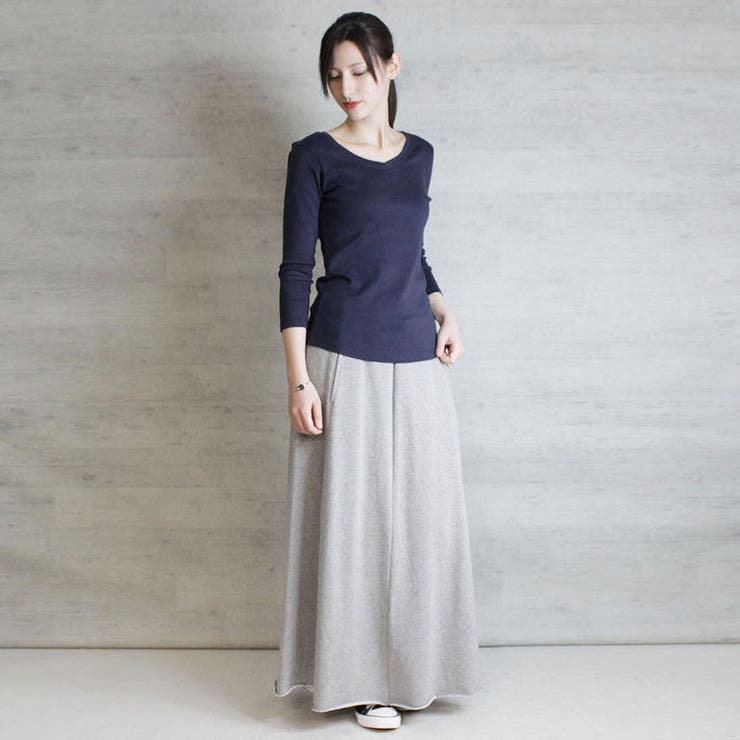 Vネック8分袖コットンフライスTシャツ 半端袖 カットソー | atONE | 詳細画像39 