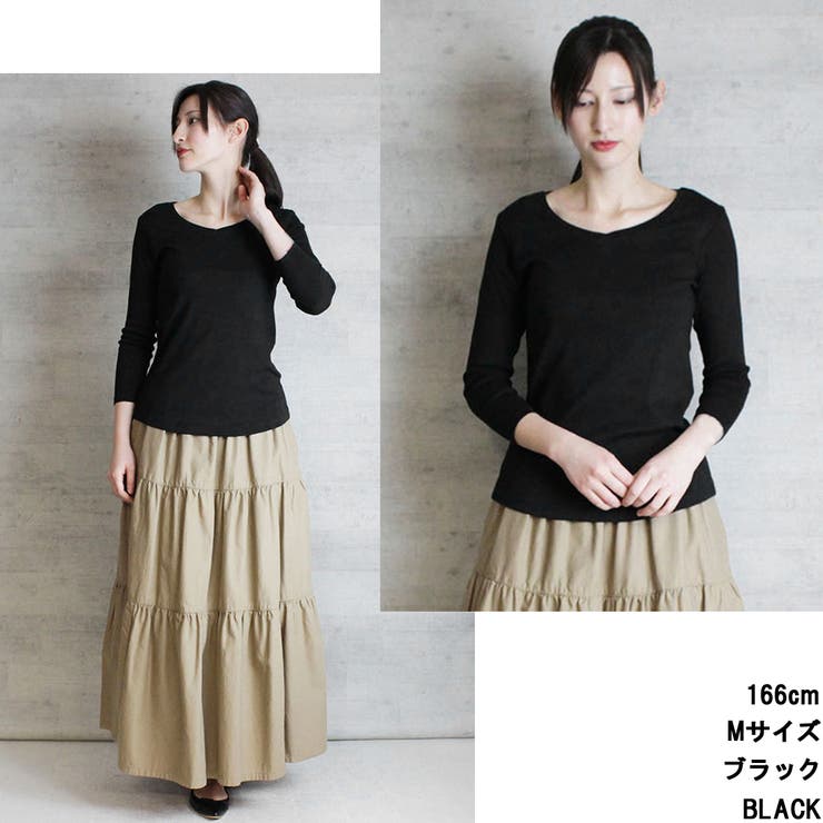 Vネック8分袖コットンフライスTシャツ 半端袖 カットソー | atONE | 詳細画像6 