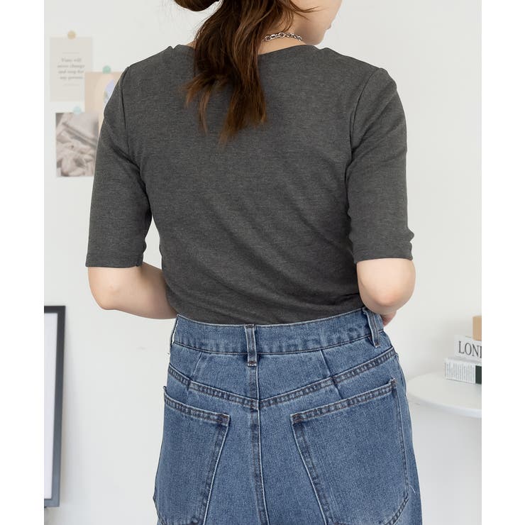 コットンフライス5分袖Tシャツ | atONE | 詳細画像12 