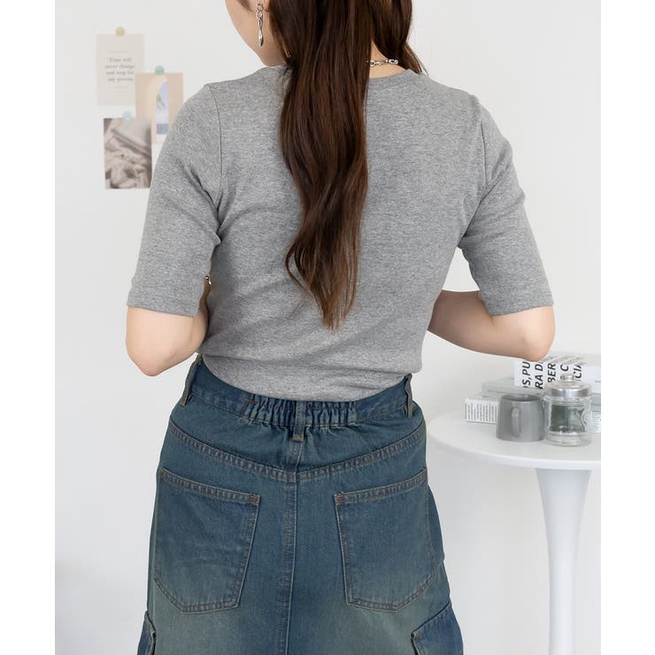 コットンフライス5分袖Tシャツ | atONE | 詳細画像19 