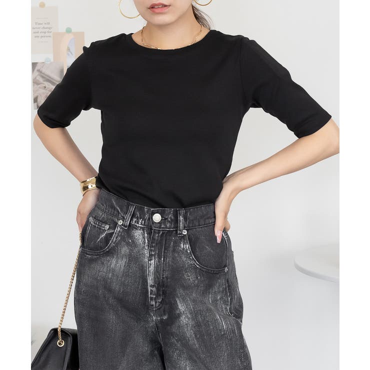 コットンフライス5分袖Tシャツ | atONE | 詳細画像3 