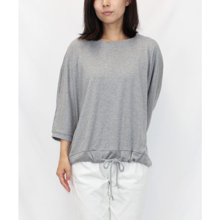 杢グレー | コットンフライスヘムローブ入りカットソー | atONE