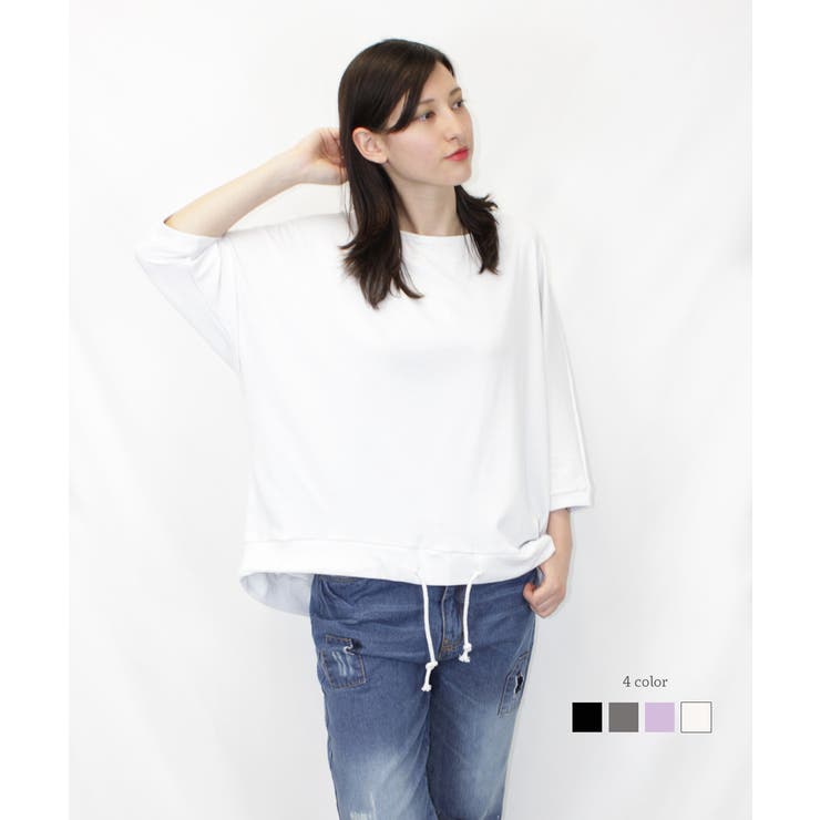 コットンフライスヘムローブ入りカットソー | atONE | 詳細画像3 