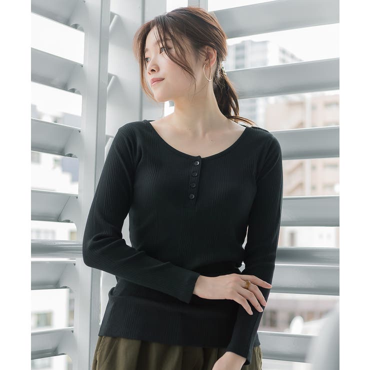 ランダムリブヘンリーネックロングTシャツ | atONE | 詳細画像15 